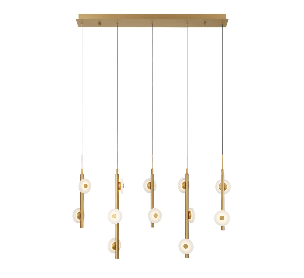 Etna 12 Light Linear LED Chandelier Painted Antique Brass