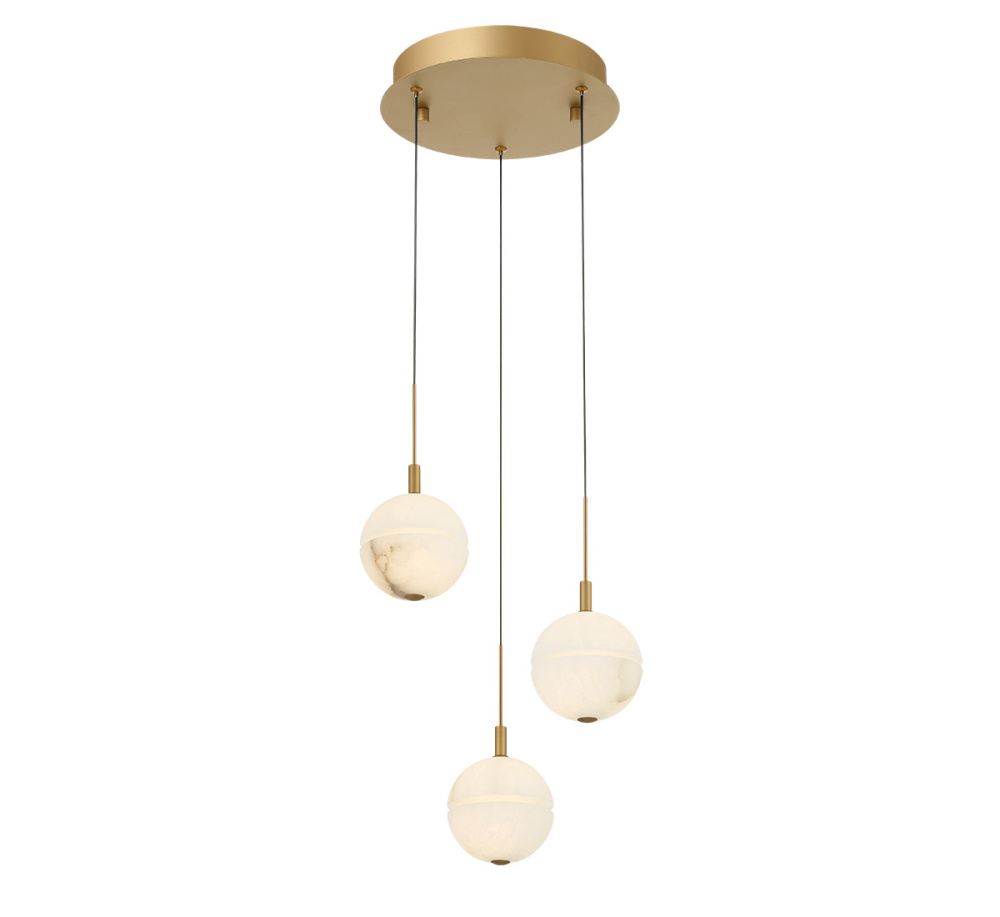 Corfu 3 Light Round LED Pendant Painted Antique Brass