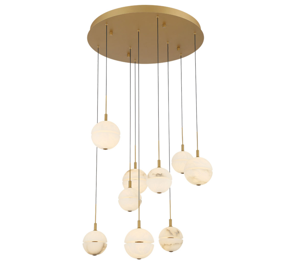 Corfu 9 Light Round LED Chandelier Painted Antique Brass