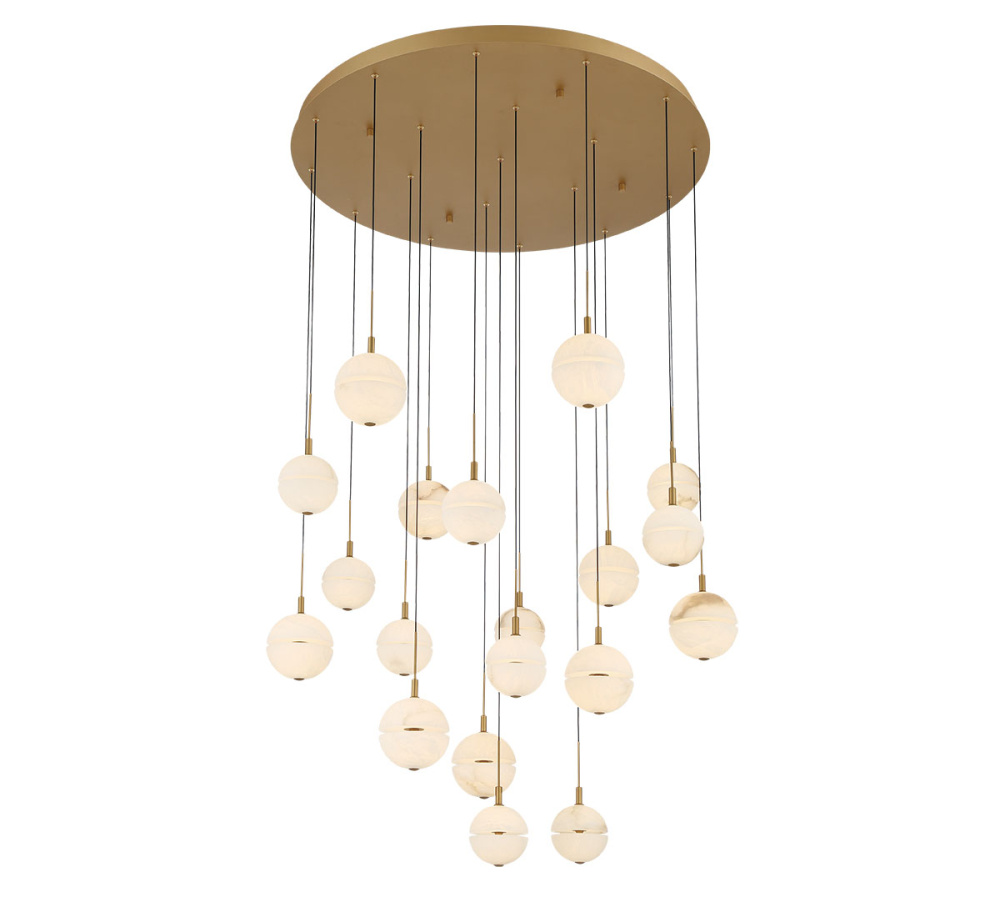 Corfu 19 Light Round LED Chandelier Painted Antique Brass