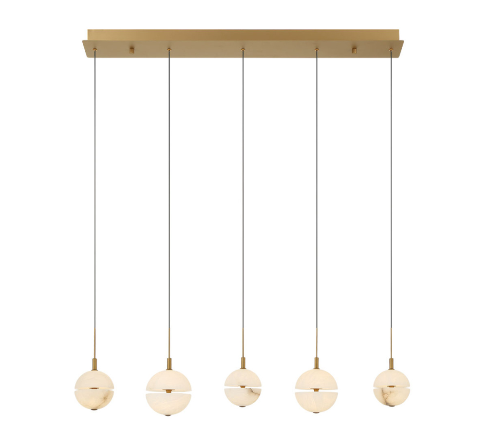Corfu 5 Light Linear LED Chandelier Painted Antique Brass