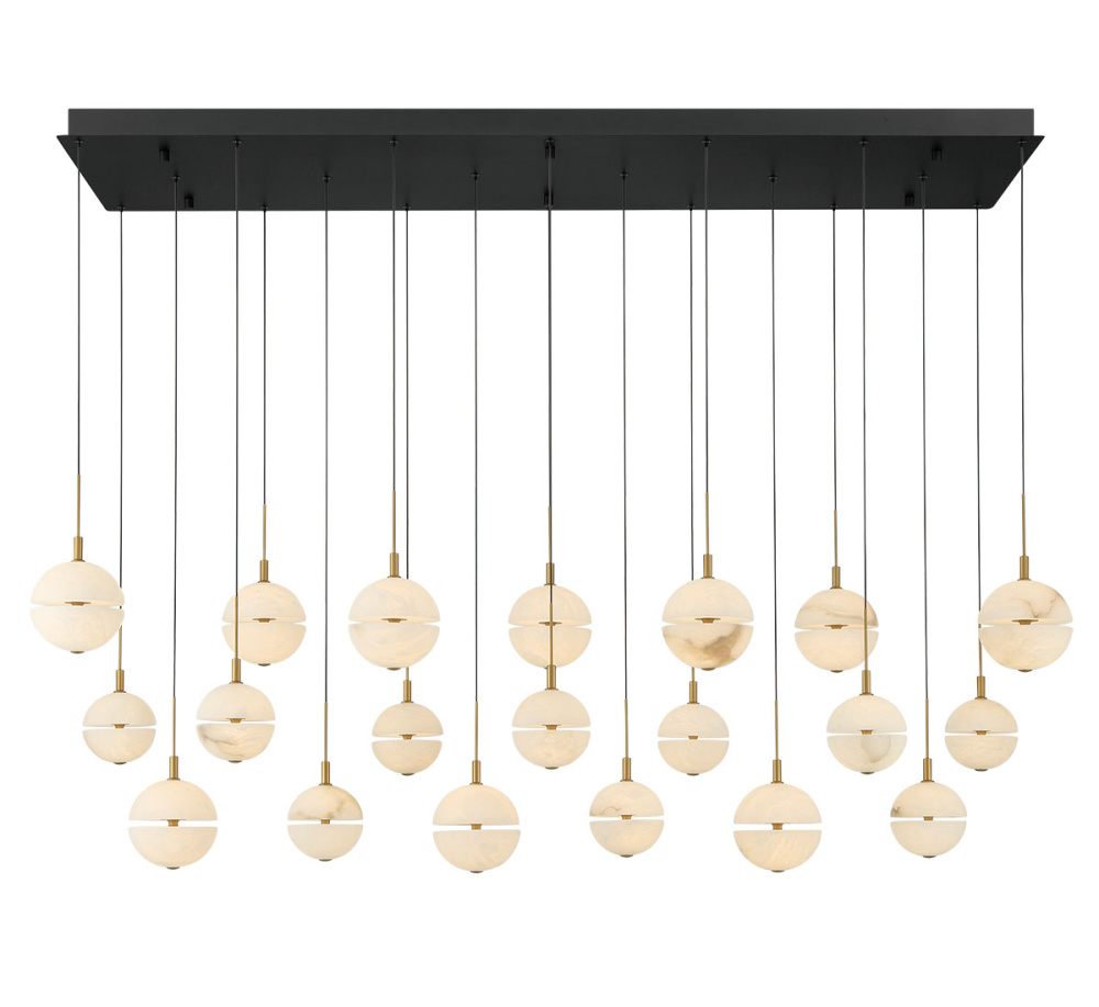 Corfu 20 Light Rectangular LED Chandelier Matte Black