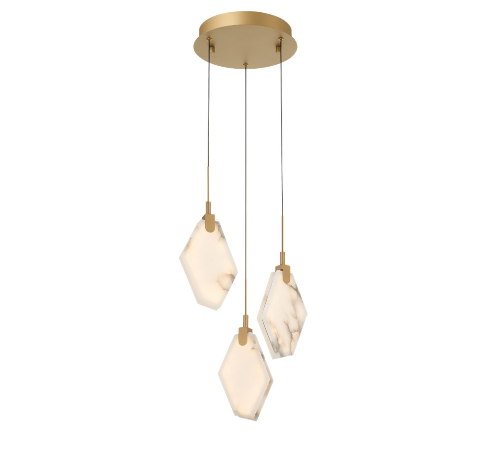 Kosmos 3 Light Round LED Pendant Painted Antique Brass