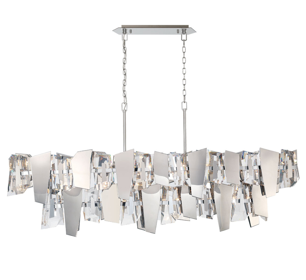 Castellana 2 Tier 14 Light Linear Chandelier Chrome Clear Crystal