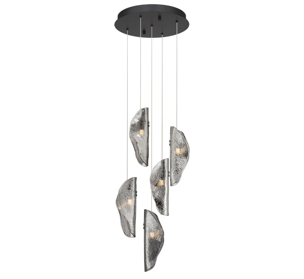 Sorrento 5 Light Round LED Chandelier Smoke Black Canopy