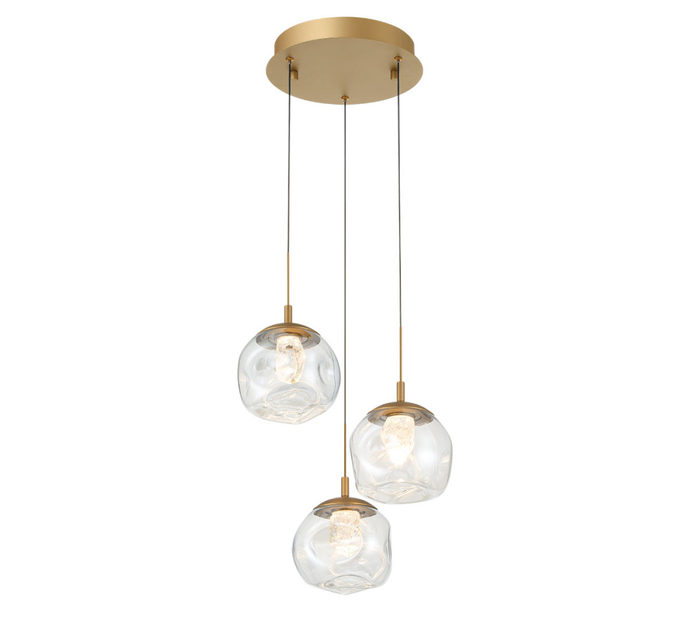 Camerino 3 Light Round LED Pendant Painted Antique Brass