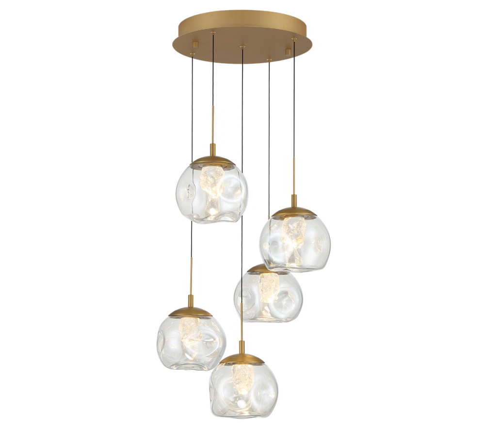 Camerino 5 Light Round LED Chandelier Painted Antique Brass