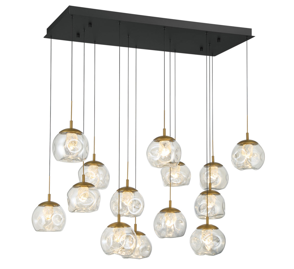 Camerino 14 Light Rectangular LED Chandelier Matte Black