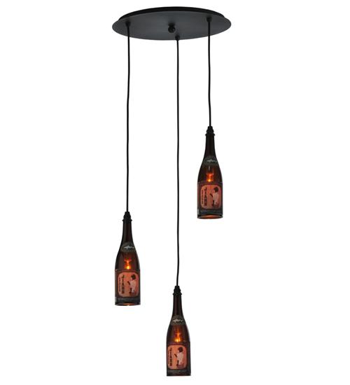 19.5" Wide Tuscan Vineyard Dogfish Head 3 Light Wine Bottle Cascading Pendant