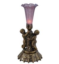 Meyda Blue 11642 - 12" High Lavender Tiffany Pond Lily Twin Cherub Mini Lamp