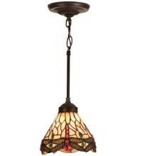 Meyda Blue 17527 - 7"W Tiffany Hanginghead Dragonfly Mini Pendant