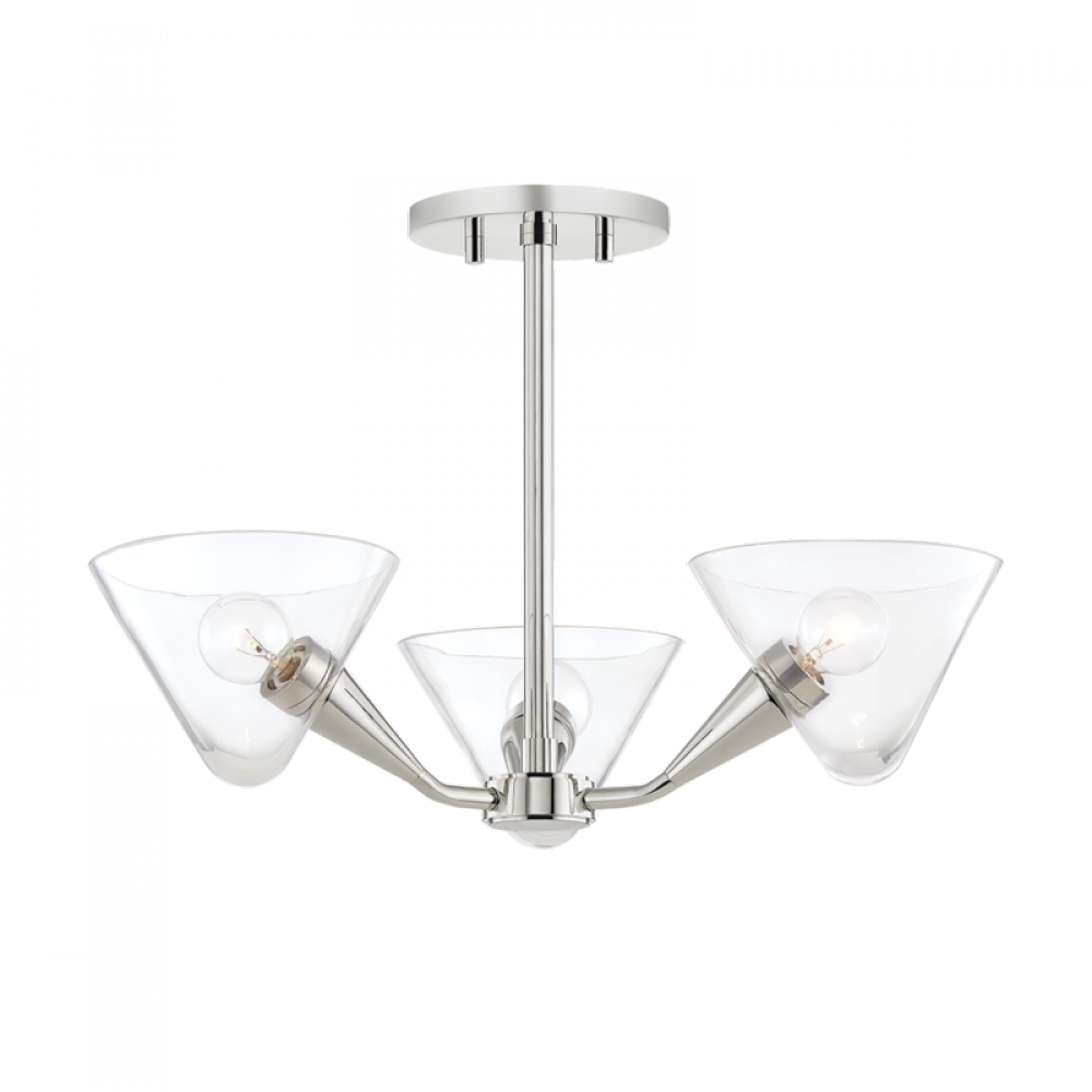 3 Light Semi Flush