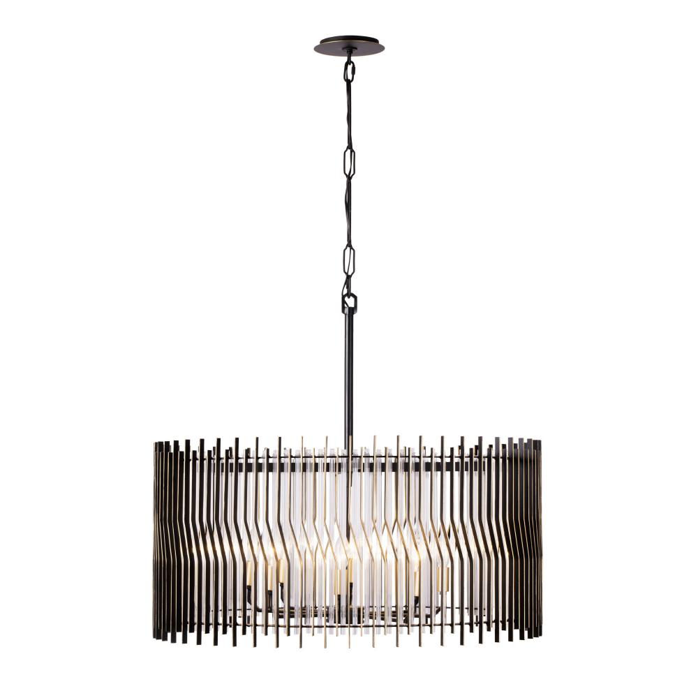 Park Row 8-Lt Pendant - Matte Black/French Gold