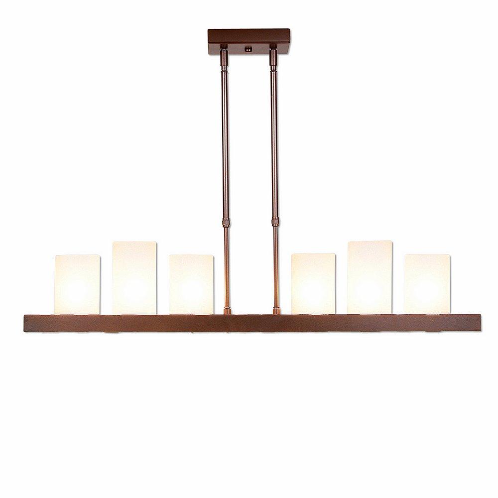 Wisley Kitchen Island Light 36w - Rustic Plain - Frosted Glass Bowl - Aged Copper Metallic Finish