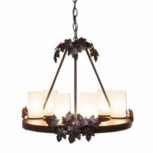 Avalanche Ranch Lighting A41505FC-28 - Wisley Chandelierd Small - Maple Leaf - Frosted Glass Bowl - Dark Bronze Metallic Finish