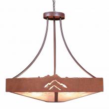 Avalanche Ranch Lighting A42641AL-HR-02 - Ridgemont Chandelier Extra Large - Shade Bottom - Mountain - Almond Mica Shade - Rust Patina Finish