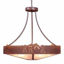 Avalanche Ranch Lighting A42645AL-HR-02 - Ridgemont Chandelier Extra Large - Shade Bottom - Mountain-Pine Tree Cutouts - Almond Mica Shade
