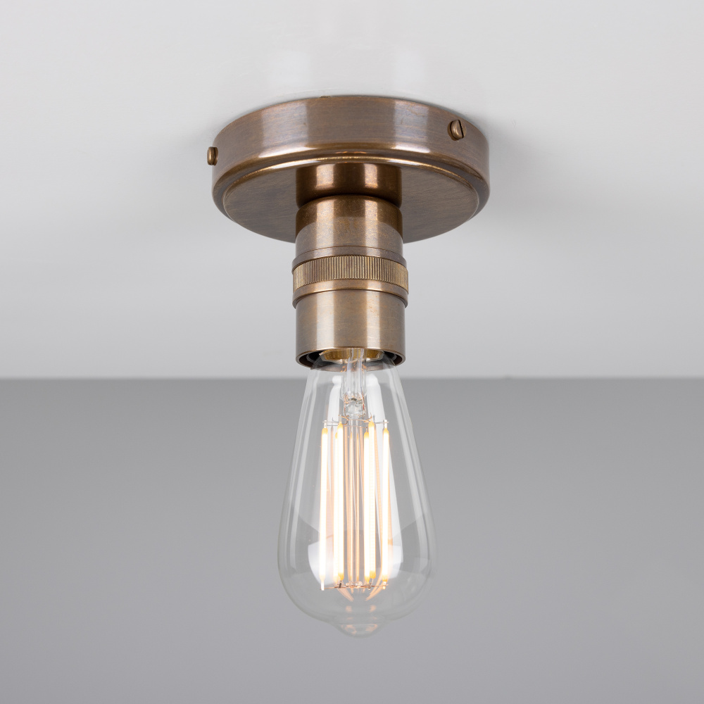 Devon Minimalist Brass Flush Ceiling Light | Polished Chrome