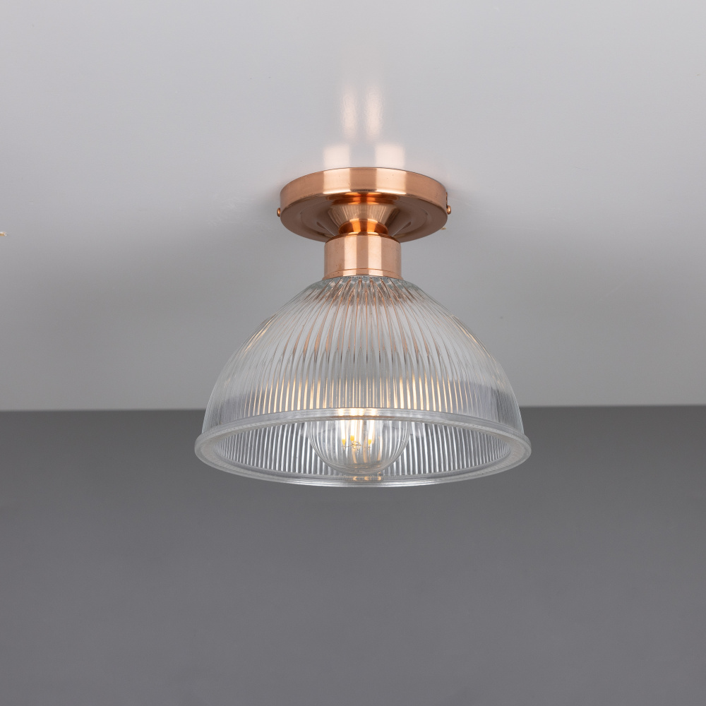 Erbil Prismatic Flush Ceiling Fitting | Polished Copper