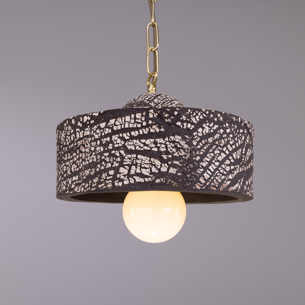 Seville Ceramic Pendant | Black Clay | Polished Brass