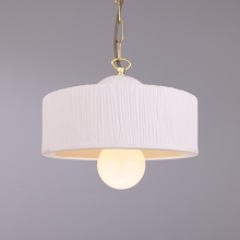 Mullan Lighting MLCMP083SATBRS - Seville Ceramic Pendant | Matte White Striped |Satin Brass