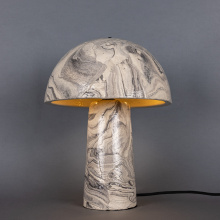 Mullan Lighting MLCMTL028SATBRS - Amanita Ceramic Small Table Lamp | Marbled | Satin Brass