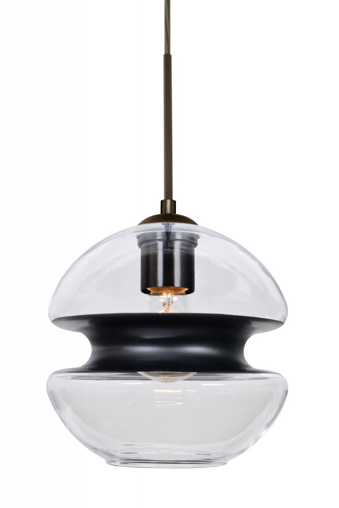 Besa, Hula 8 Cord Pendant, Clear/Black, Bronze Finish, 1x60W Medium Base