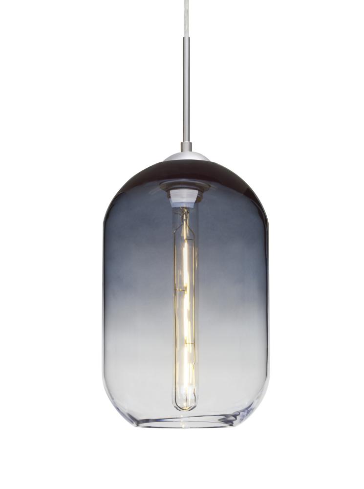 Besa, Omega 12 Cord Pendant, Steel/Clear, Satin Nickel Finish, 1x5W LED Filament