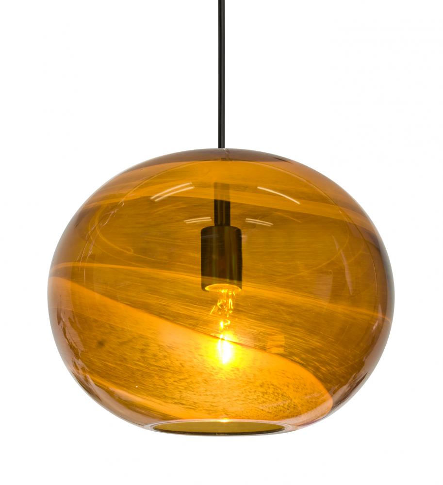 Besa, Geno Cord Pendant, Vapor Amber, Black Finish, 1x60W Medium Base