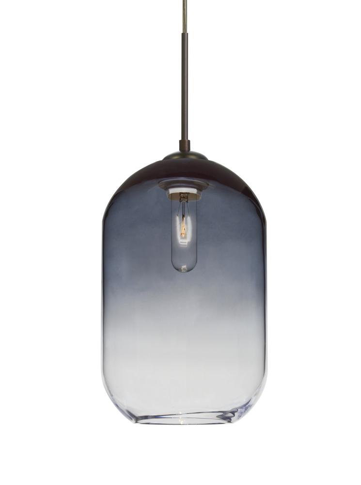 Besa, Omega 12 Cord Pendant, Steel/Clear, Bronze Finish, 1x60W Medium Base
