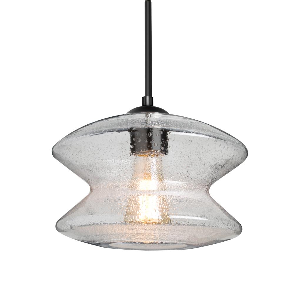 Besa, Zen Cord Pendant, Clear Bubble, Black Finish, 1x60W Medium Base