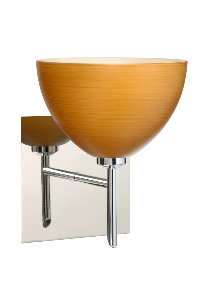 Besa Wall With SQ Canopy Brella Chrome Oak 1x5W LED