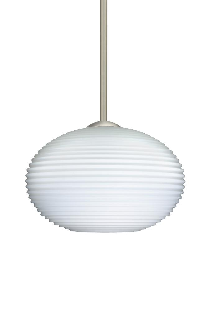 Besa Stem Pendant Pape 10 Satin Nickel Opal Ribbed 1x100W Medium Base