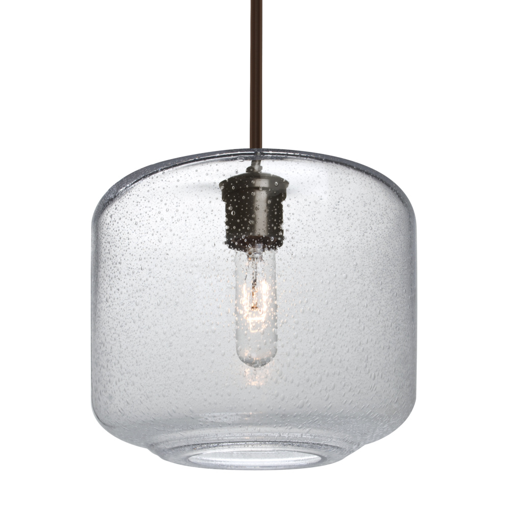 Besa Niles 10 Pendant, Clear Bubble, Bronze Finish, 1x4W LED Filament