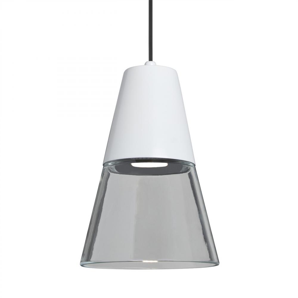 Besa Timo 6 Pendant, Clear/White, Black Finish, 1x9W LED