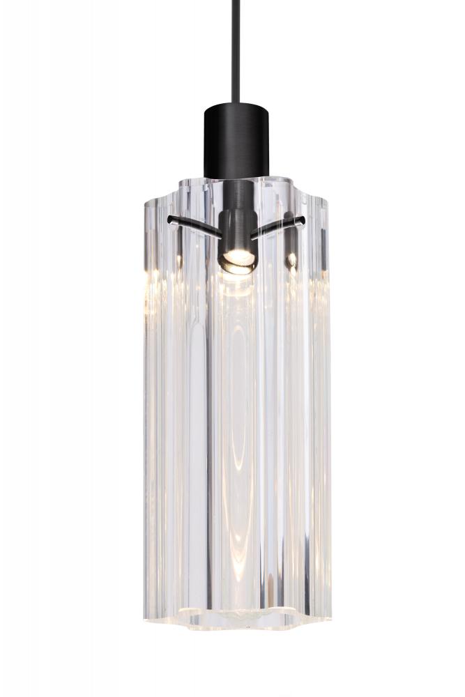 Besa Ice 7 Pendant, Clear Glass, Black Finish, 1x35W 35W MAX GY6.35 Base