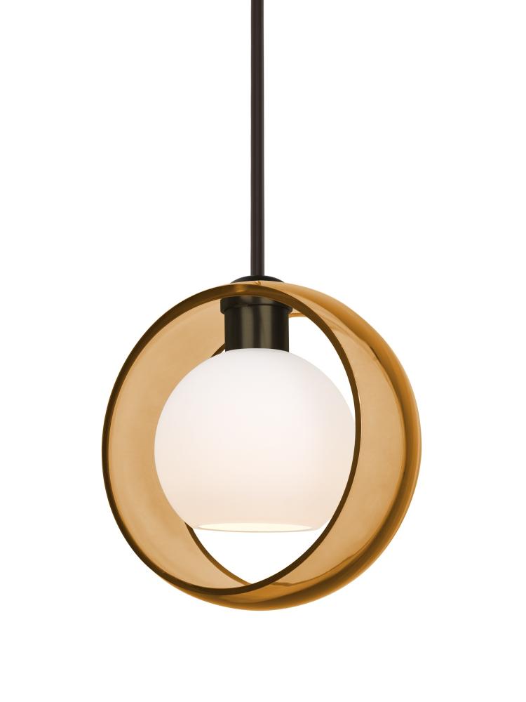 Besa Mana Pendant, Amber/Opal, Bronze Finish, 1x9W LED