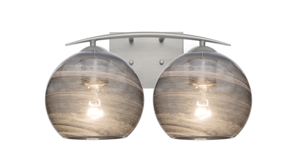 Besa, Jilly Vanity, Vapor Smoke, Satin Nickel Finish, 2x5W LED Filament