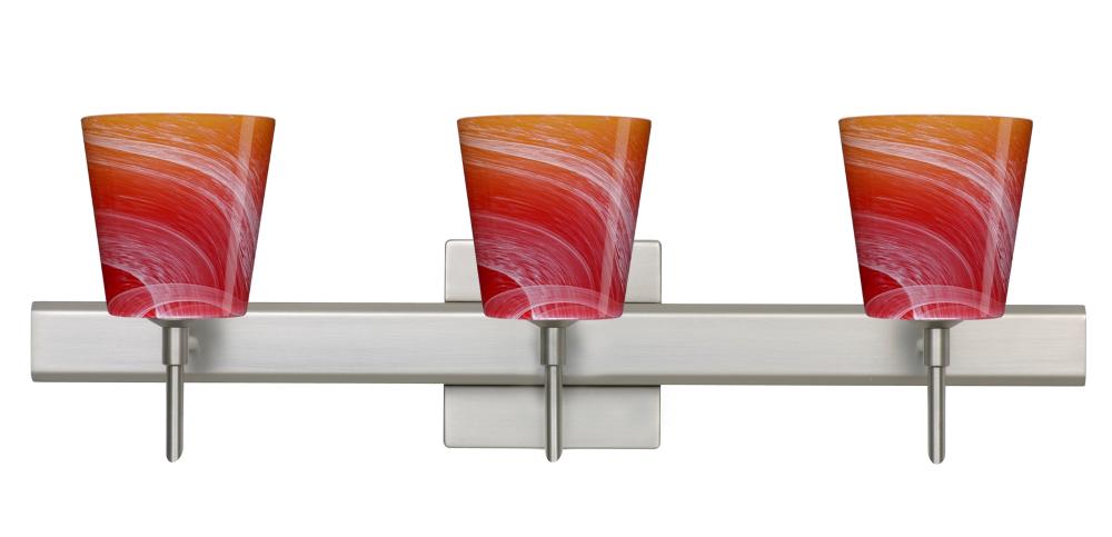 Besa Wall With SQ Canopy Canto 5 Satin Nickel Solare 3x5W LED