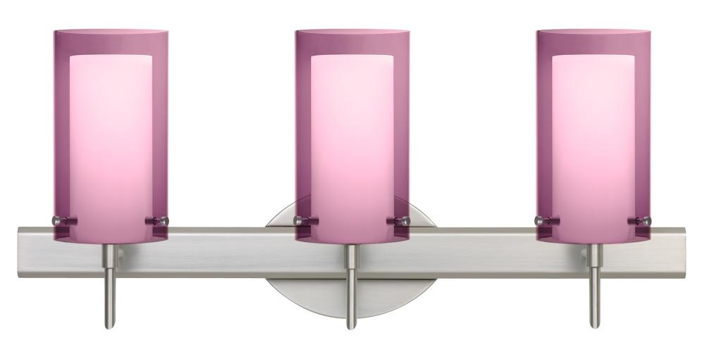 Besa Pahu 4 Wall 3SW Transparent Amethyst/Opal Satin Nickel 3x5W LED