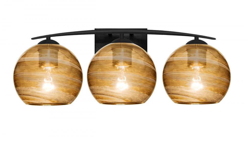 Besa, Jilly Vanity, Vapor Amber, Black Finish, 3x5W LED Filament