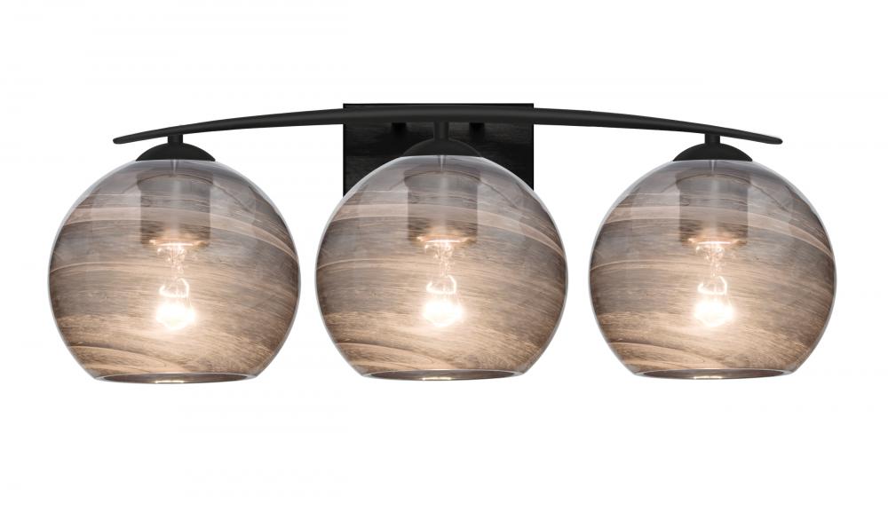 Besa, Jilly Vanity, Vapor Smoke, Black Finish, 3x60W Medium Base