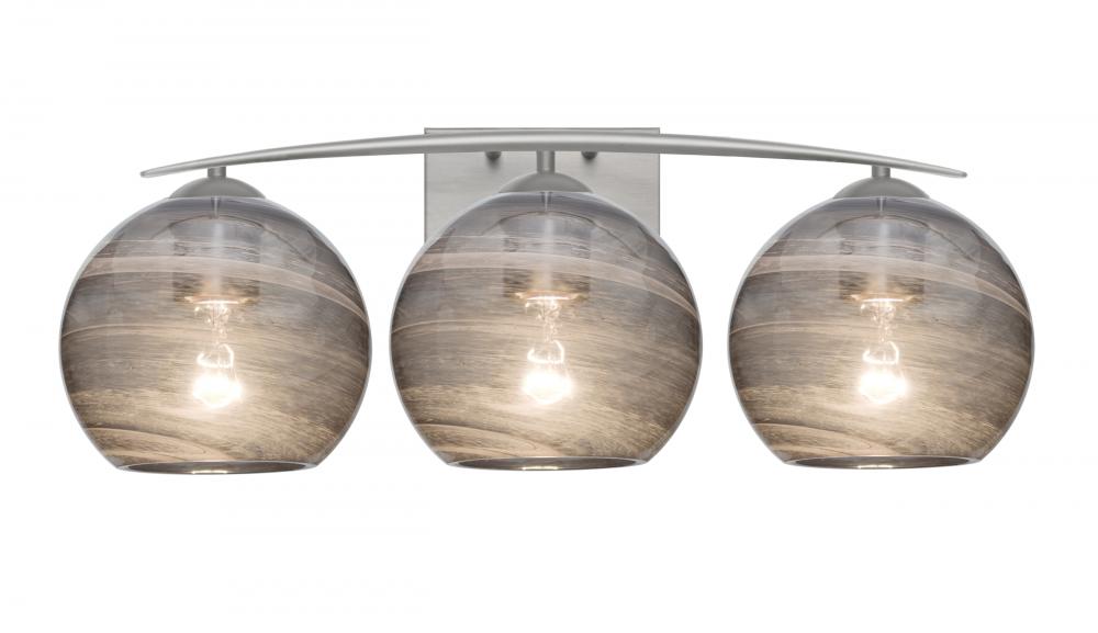 Besa, Jilly Vanity, Vapor Smoke, Satin Nickel Finish, 3x60W Medium Base