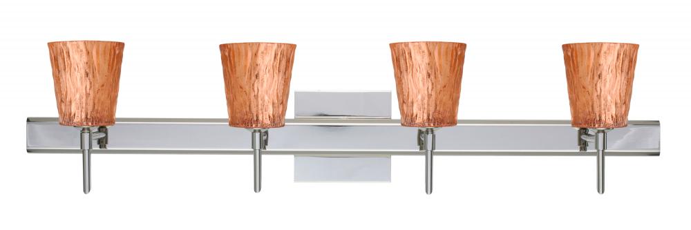Besa Wall With SQ Canopy Nico 4 Chrome Stone Copper Foil 4x5W LED