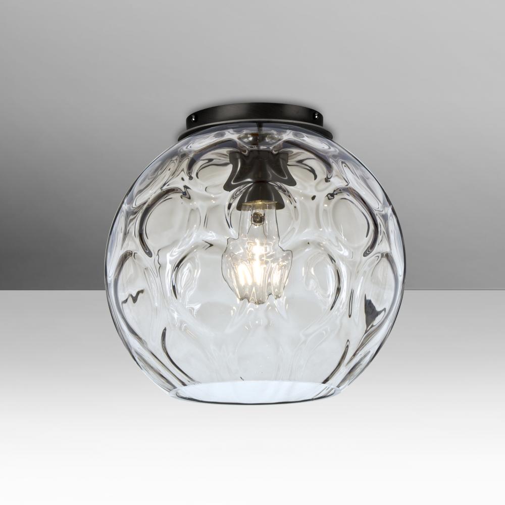 Besa, Bombay Ceiling, Clear, Black Finish, 1x60W Medium Base
