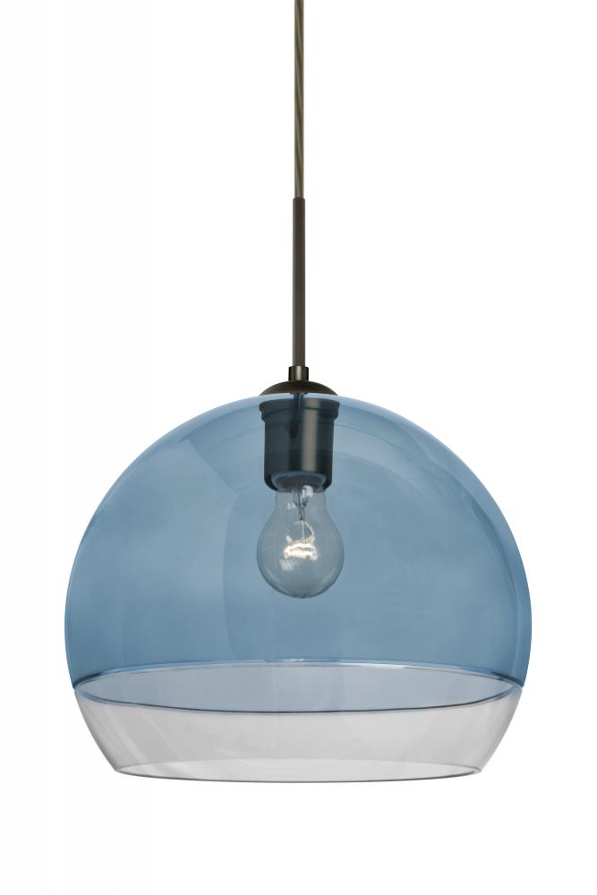 Besa, Ally 12 Cord Pendant For Multiport Canopy, Coral Blue/Clear, Bronze Finish, 1x60W Medium Base