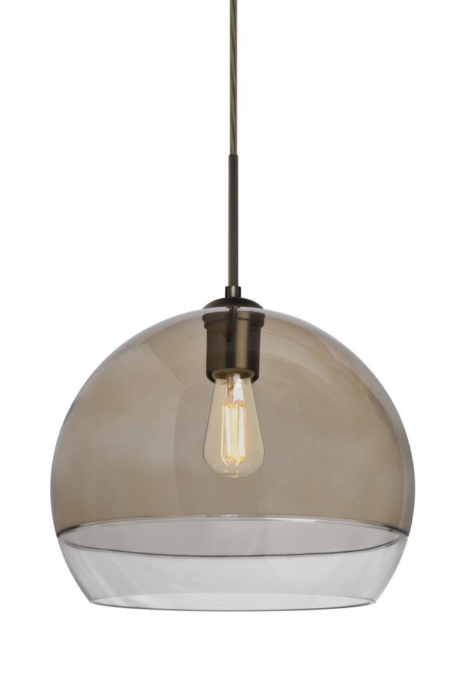 Besa, Ally 12 Cord Pendant For Multiport Canopy, Smoke/Clear, Bronze Finish, 1x5W LED Filament