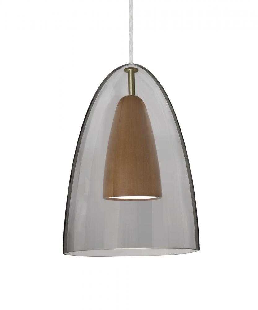 Besa, Dano Cord Pendant For Multiport Canopy, Smoke/Medium, Satin Nickel Finish, 1x9W LED