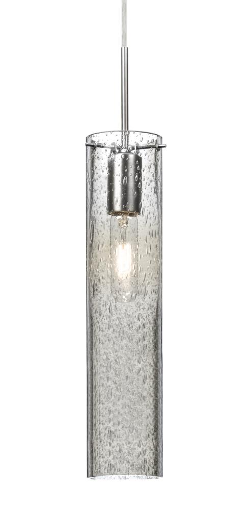 Besa, Juni 16 Pendant For Multiport Canopy, Clear Bubble, Satin Nickel, 1x60W Medium Base