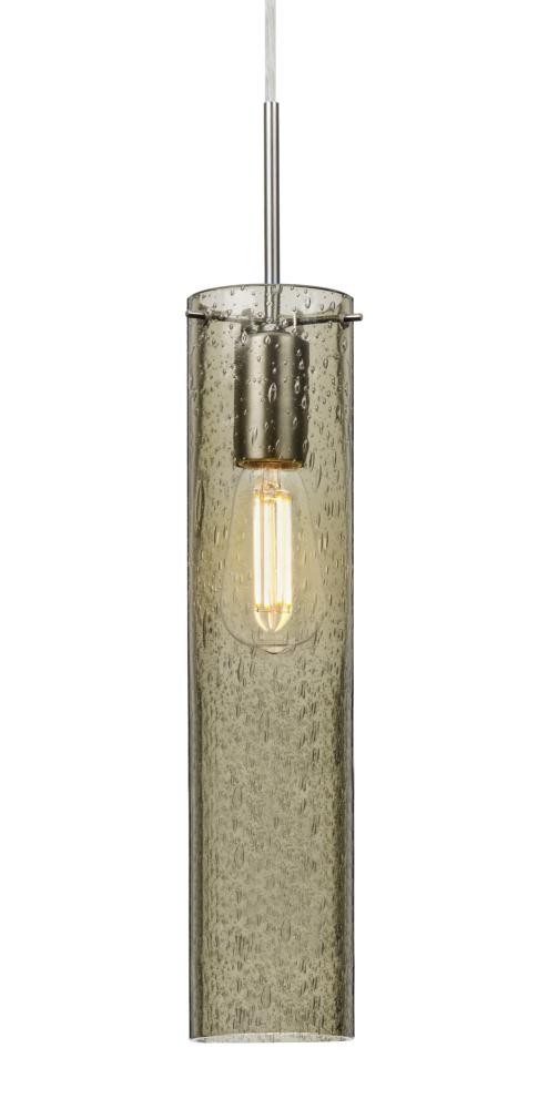 Besa, Juni 16 Pendant For Multiport Canopy, Latte Bubble, Satin Nickel, 1x4W LED Filament